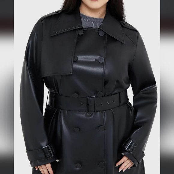 Killstar Sleek Black Trench Coat - Picture 7 of 11